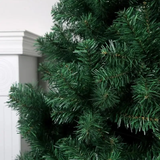 Aourow Green Artificial Christmas Tree 150cm PVC Branch Realistic Full Tree with Pine Cones Trees with Metal Stand in Dark Green