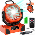 TOPPORTED 20000mAh Portable Camping Fan Rechargeable,Battery Operated Tent Fans with LED Lantern Light,5 Wind Speeds,4 Timer Modes,Desk Fan for Home,Travel,Power Outages(Orange)
