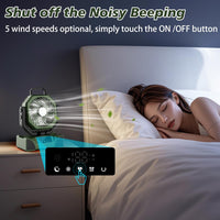 TOPPORTED 20000mAh Portable Camping Fan Rechargeable,Battery Operated Tent Fans with LED Lantern Light,5 Wind Speeds,4 Timer Modes,Wireless Desk Fan for Home,Travel,Power Outages(Green)