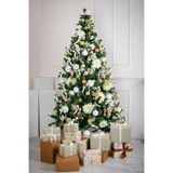 Aourow Green Artificial Christmas Tree 120cm PVC Branch Realistic Full Tree with Pine Cones Trees with Metal Stand in Dark Green