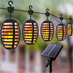 Aourow Warm White Flame Effect Solar Fairy Lights for Outdoor Use, 9 m, 12 Bulbs, Solar Pendant Lights with Flickering Flame, IP65 Weatherproof Solar LED Flame Light, USB Rechargeable for Garden