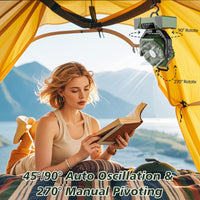 TOPPORTED 20000mAh Portable Camping Fan Rechargeable,Battery Operated Tent Fans with LED Lantern Light,5 Wind Speeds,4 Timer Modes,Wireless Desk Fan for Home,Travel,Power Outages(Green)