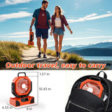 TOPPORTED 20000mAh Portable Camping Fan Rechargeable,Battery Operated Tent Fans with LED Lantern Light,5 Wind Speeds,4 Timer Modes,Desk Fan for Home,Travel,Power Outages(Orange)