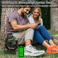 TOPPORTED 20000mAh Portable Camping Fan Rechargeable,Battery Operated Tent Fans with LED Lantern Light,5 Wind Speeds,4 Timer Modes,Wireless Desk Fan for Home,Travel,Power Outages(Green)