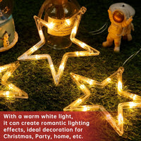 ED Stars Christmas Decoration Pack of 3, 10 LED Christmas Decoration Indoor with Timer, Warm White Fairy Lights Stars for Window Decoration Christmas Decoration, Balcony, Party, Wedding