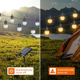 Aourow LED Solar Fairy Lights Outdoor, 25 Bulbs 15.5 m Decorative Lamp IP44 Waterproof with 4 Brightness Levels and 4-Level Time Setting, Outdoor Lighting for Garden, Party, Festival, Warm White