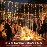 Icicle LED Christmas Lights Outdoor , 520 LED 49.2FT 8 Modes with 80 Drops Warm White Icicle Lights,Remote Control Outdoor Indoor Fairy String Lights for Christmas Party,Holiday,Wedding Decorations