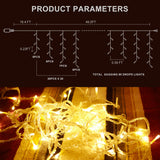 Icicle LED Christmas Lights Outdoor , 520 LED 49.2FT 8 Modes with 80 Drops Warm White Icicle Lights,Remote Control Outdoor Indoor Fairy String Lights for Christmas Party,Holiday,Wedding Decorations