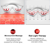 Under-Eye Red Light Therapy Device,Eye Therapy Glasses-Microcurrent Eye Massager Red Light Eye Mask for Eye Bags Dark Circles Puffiness Wrinkles Fine Lines,Relieving Eye Fatigue