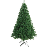 Aourow Green Artificial Christmas Tree 120cm PVC Branch Realistic Full Tree with Pine Cones Trees with Metal Stand in Dark Green