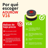 Aourow V16 Connectado Luz Emergencia Coche Homologado DGT,con SIM Telefónica y Datos,Baliza V16 Homologada DGT con Geolocalizador 3.0 + Funda Accesorios Coche,V16 con Geolocalización