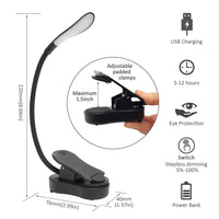 Aourow LED Book Lights Aourow,7 LED 3 Modes USB Rechargeable and 2w Gooseneck Led Book Light,Flexible Clip, Portble,Built in Battery, Eye-Care,Brightness Reading Light,Black