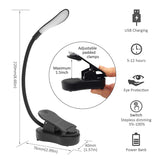 Aourow LED Book Lights Aourow,7 LED 3 Modes USB Rechargeable and 2w Gooseneck Led Book Light,Flexible Clip, Portble,Built in Battery, Eye-Care,Brightness Reading Light,Black