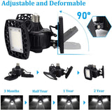 Garage Light 60W,LED Garage Lights E26/E27 Deformable,6000LM 6000K Three-Leaf Garage Ceiling Fixture,Adjustable Aluminum Panels Light for Garage Basement Warehouse Workshop Home