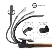 Aourow LED Book Lights Aourow,7 LED 3 Modes USB Rechargeable and 2w Gooseneck Led Book Light,Flexible Clip, Portble,Built in Battery, Eye-Care,Brightness Reading Light,Black