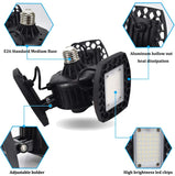 Garage Light 60W,LED Garage Lights E26/E27 Deformable,6000LM 6000K Three-Leaf Garage Ceiling Fixture,Adjustable Aluminum Panels Light for Garage Basement Warehouse Workshop Home