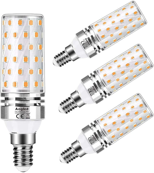 E14 LED Light Bulb 12W,Equivalent to 100W Halogen lamp,LED Bulb E14 Warm White 3000K,1200LM Corn Bulb,Not Dimmable,No Flickering AC100-240V,Pack of 4