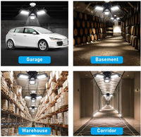 Garage Light 60W,LED Garage Lights E26/E27 Deformable,6000LM 6000K Three-Leaf Garage Ceiling Fixture,Adjustable Aluminum Panels Light for Garage Basement Warehouse Workshop Home