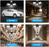 Garage Light 60W,LED Garage Lights E26/E27 Deformable,6000LM 6000K Three-Leaf Garage Ceiling Fixture,Adjustable Aluminum Panels Light for Garage Basement Warehouse Workshop Home