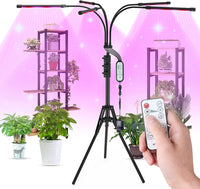 Grow Light with Stand,50W 5 Head LED Full Spectrum Indoor Plant Lamp with Remote Control,Adjustable Gooseneck,4/8/12H Timer and 10 Dimmable Brightness for Seed Starting Succulents Vegetables