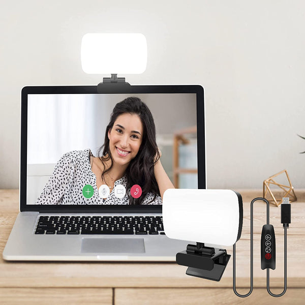 Video Conference Lighting,Webcam Light with 3 Light Modes and Stepless Dimming,Zoom Call Lighting for Video Recording/Live Streaming/Remote Working/Online Meeting& Laptop Video Conferencing