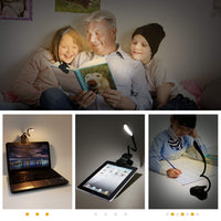 Aourow LED Book Lights Aourow,7 LED 3 Modes USB Rechargeable and 2w Gooseneck Led Book Light,Flexible Clip, Portble,Built in Battery, Eye-Care,Brightness Reading Light,Black