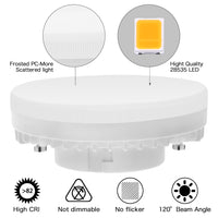 Aourow GX53 LED Bulb Lamp 7W Warm White Non Dimmable Aourow,No Flicker, Under Cabinet Lighting,Replace 50W GX 53 Halogen or CFL GX53 Bulbs,560Lumens, 3000K, 120 Deg Angle,Light Bulb GX53 , Pack of 4 [Energy Class A+]