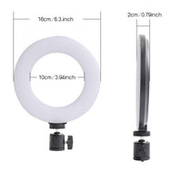 Aourow LED Ring Light with Stretchable Tripod Stand Selfie Stick,6-inch Ring Light Dimmable Floor/Table Annular Lamp for Selfie, Makeup, Live Stream, YouTube, Vlog, USB Plug